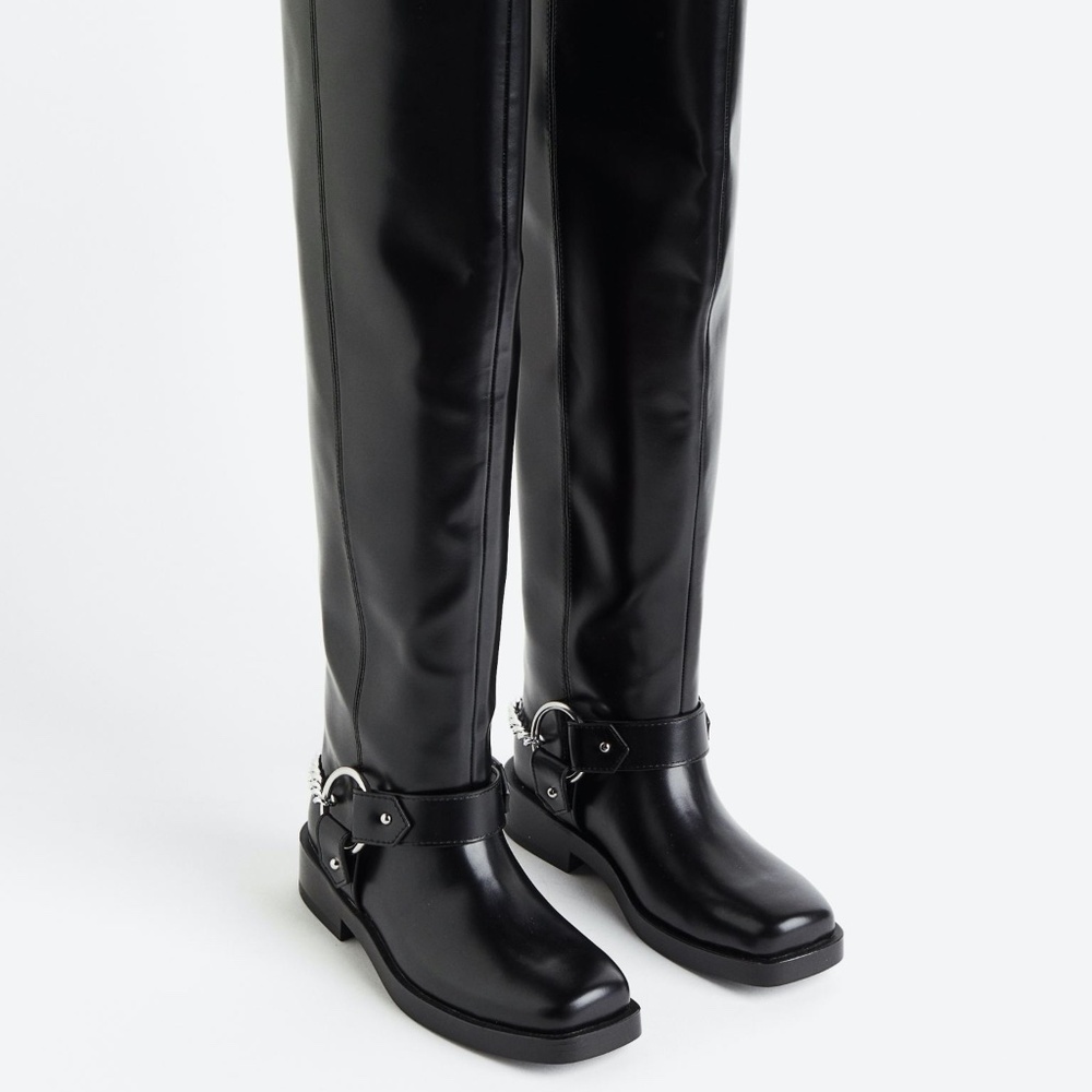 H&M Over the knee biker boots LIMITED EDITION BOOTS ARCHIVE - Picture 2 of 3